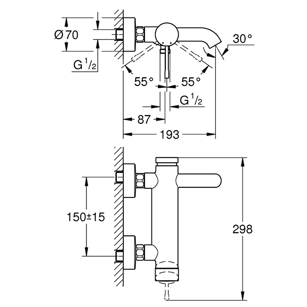Смеситель для ванны, хром Grohe Essence 33624001