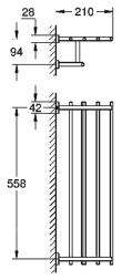 Держатель для полотенца 600х210, хром Grohe Essentials Cube 40512001