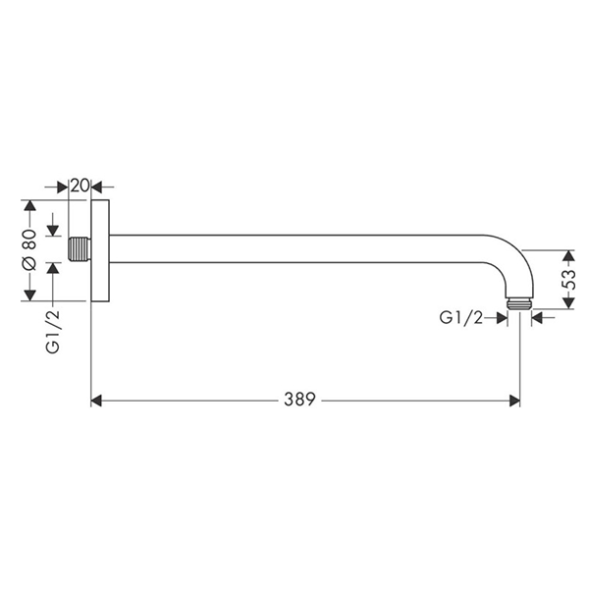Кронштейн для верхнего душа 389, настенный, черный Hansgrohe 27413670