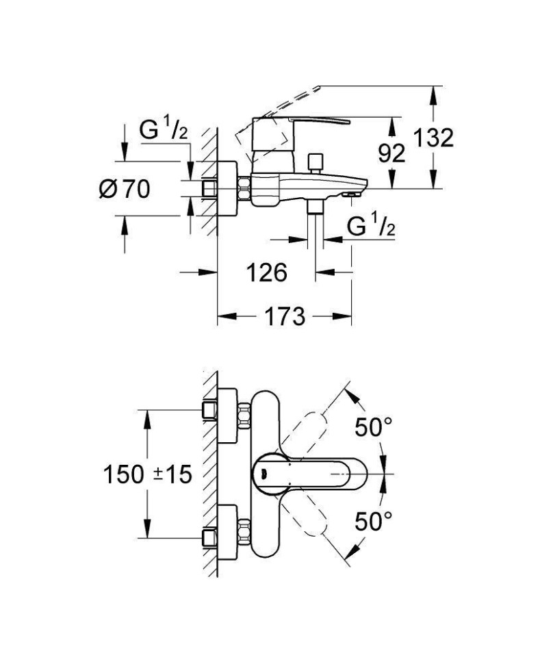 Смеситель для ванны GROHE Wave Cosmopolitan 23209000