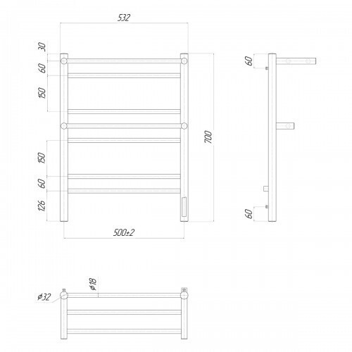 LM33707Z Полотенцесушитель электрический Lemark Pramen П7 500x700, диммер справа, хром