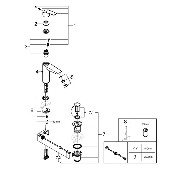 Смеситель для раковины стандартный GROHE EuroSmart New 23322003