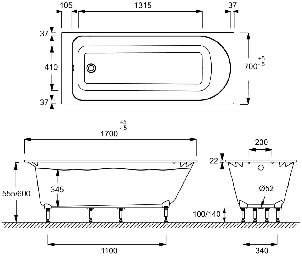 Ванна прямоугольная 170x70, Flight, белая Jacob Delafon Odeon RG E6D151-00