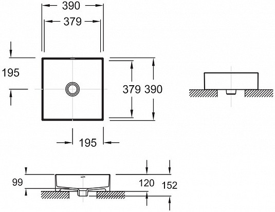 Раковина накладная 39, белая Jacob Delafon Delta Pure E90011-0