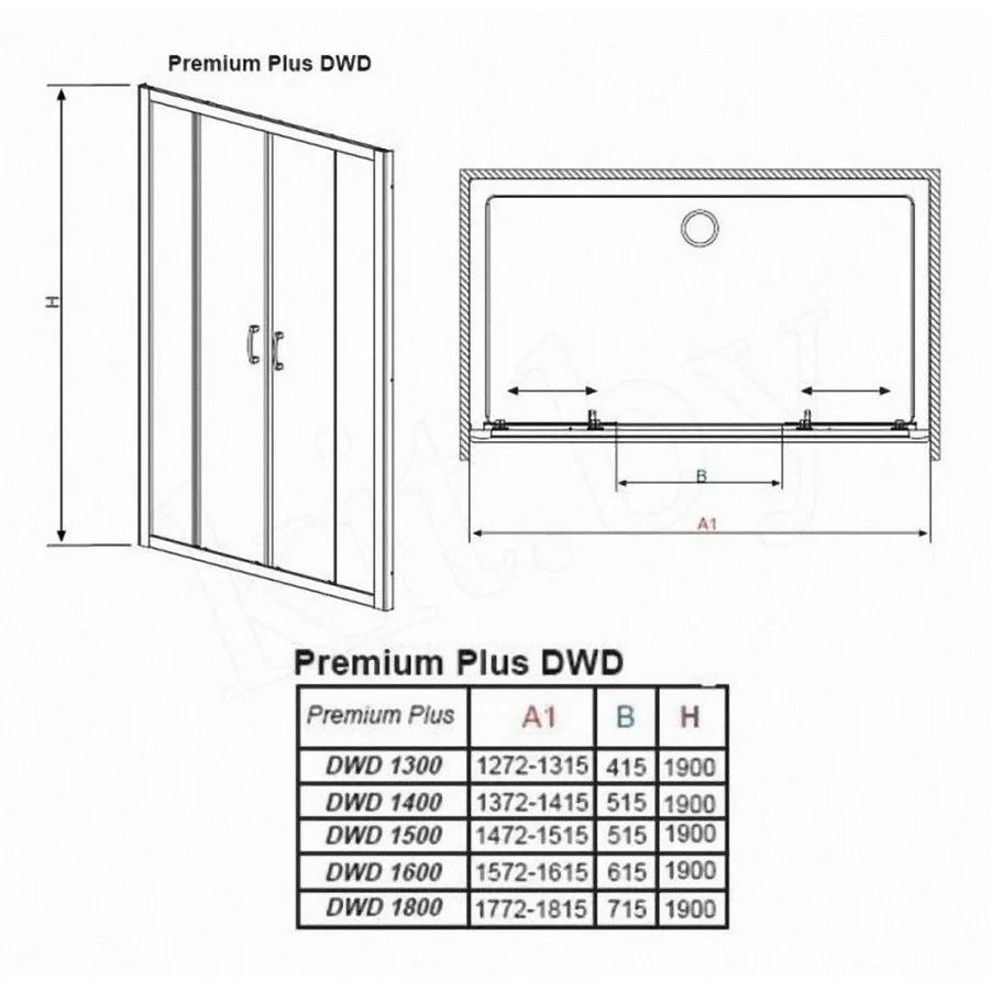 33353-01-01N PREMIUM PLUS DWD Душевая дверь в нишу 1400*1900 (прозрачное стекло, хром)