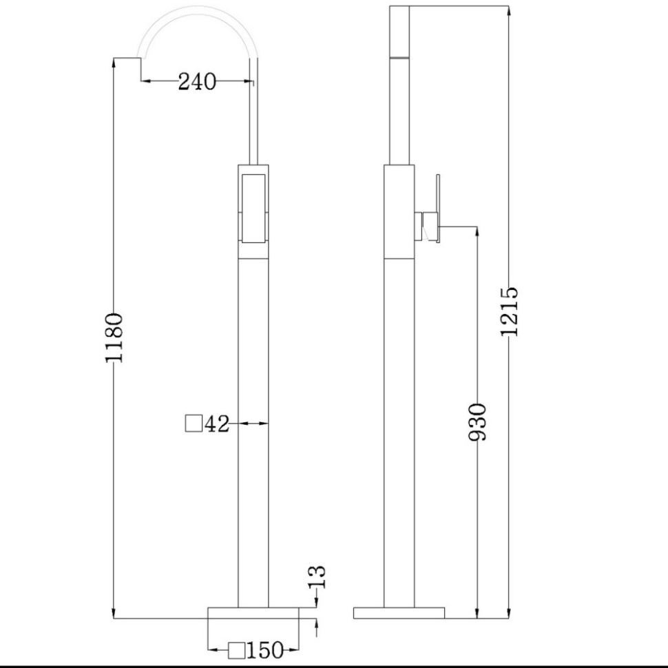 Смеситель ABBER Wasserfall AF8640NG напольный для раковины, никель