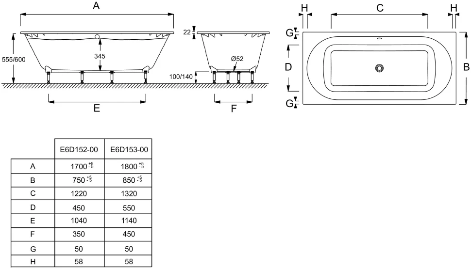 Ванна прямоугольная 170x75, Flight, белая Jacob Delafon Odeon RG E6D152-00