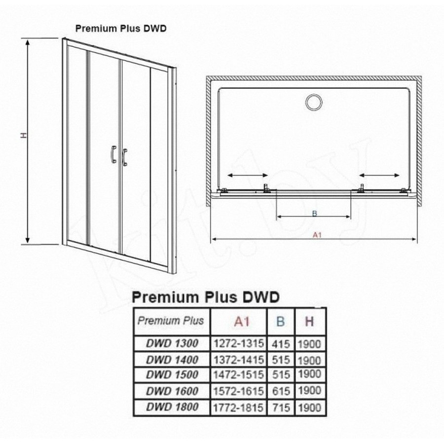 Душевая дверь 1800х1900, прозрачное стекло, хром Radaway Premium Plus DWD 180 33373-01-01N