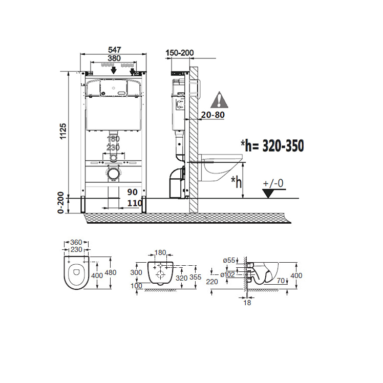 7893104110 MERIDIAN ПОДВЕС УНИТАЗ+ИНСТАЛ+КНОПКА+СИД