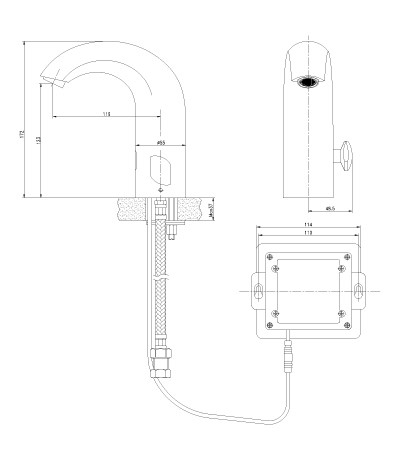 LM4656CE Проджект Смеситель для умывальника,сенсорный,хром (к/к 10)