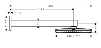 Верхний душ 340, с кронштейном, хром Hansgrohe Raindance Alive Q 2jet 24550000