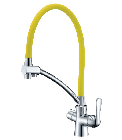 LM3070C-Yellow Комфорт Смеситель для кухни, с гибким изливом,  с подключением к фильтру питьевой в