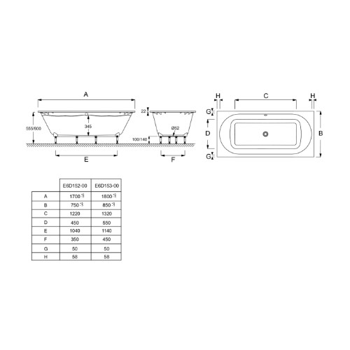 Ванна прямоугольная 180X85, Flight, белая Jacob Delafon Odeon RG E6D153-00