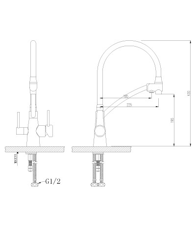 LM3071C-Gray Комфорт Смеситель для кухни, с доп. подк. к фильтру для питьвой воды, хром (к/к 8)