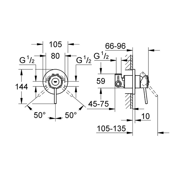Смеситель для душа со встраиваемым механизмом, хром Grohe BauClassic 29048000