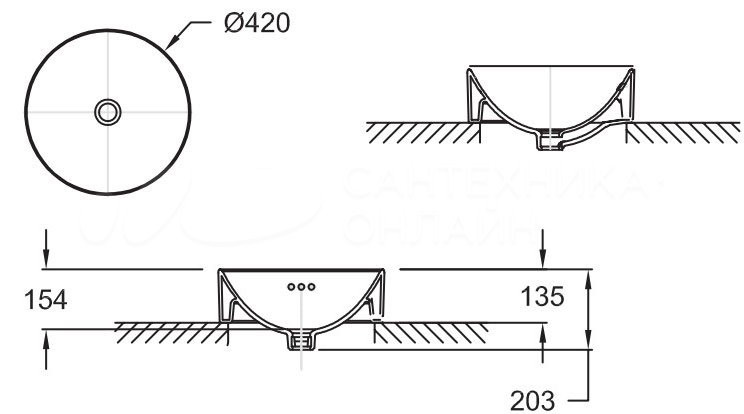 Раковина накладная 42, круглая, белая Jacob Delafon Vox E14800-0