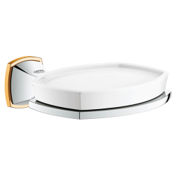 Мыльница керамическая с держателем Grohe Grandera, хром/золото 40628IG0