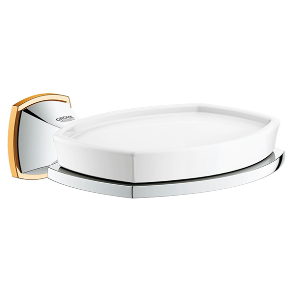Мыльница керамическая с держателем Grohe Grandera, хром/золото 40628IG0