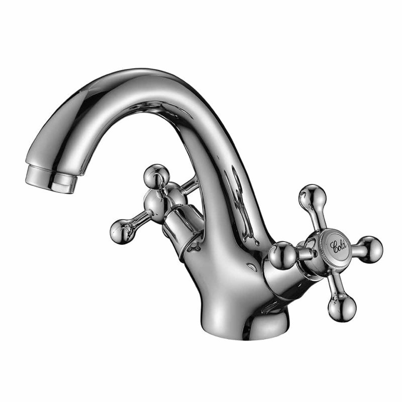 DR49011 Смеситель двуручный для умывальника монолитный, хром