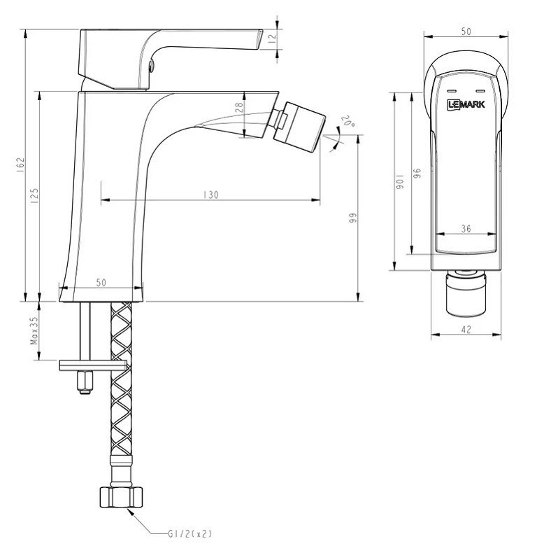 LM7208BL URSUS Смеситель для биде, черный