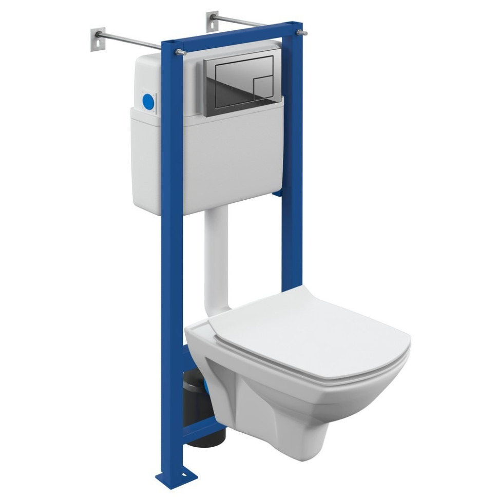 Комплект CERSANIT CARINA XL CO DPL EO slim инсталляция VECTOR, кнопка CORNER пластик, хром глянцевый