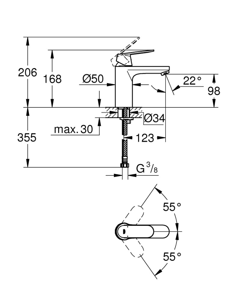 Смеситель однорычажный для раковины GROHE Eurosmart Cosmopolitan 23327000