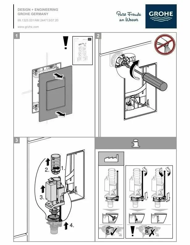 Система инсталляции для унитаза Grohe 4 в 1 панель смыва черный матовый, звукоизоляционная прокладка, ограничитель потока воды