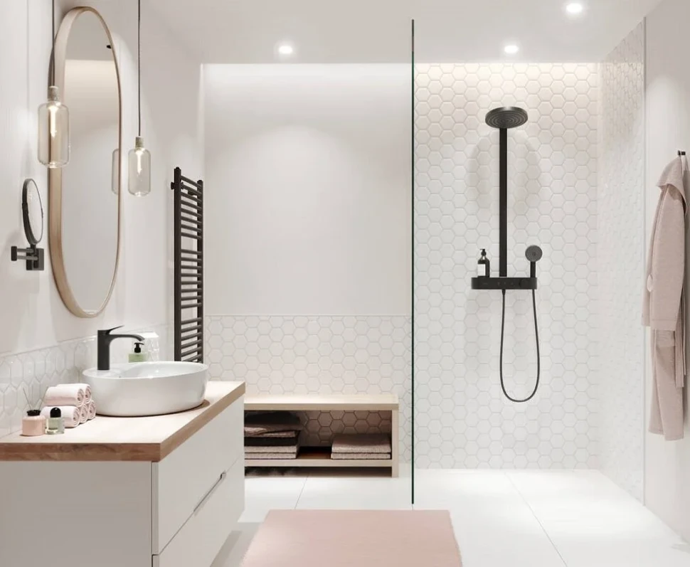 Душевая система с термостатом для душа, черный Hansgrohe Pulsify Showerpipe 260 24240670
