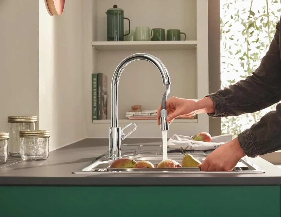 Сместель для мойки GROHE BauFlow однорычажный 1/2″, DN 15, хром (30549000)
