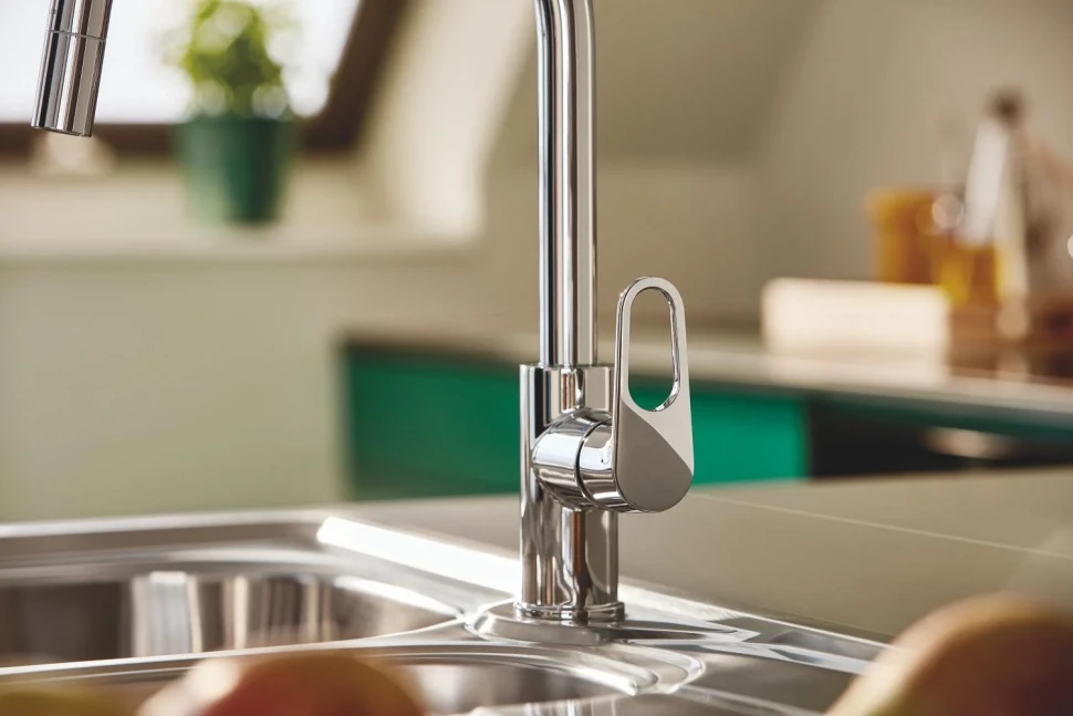 Сместель для мойки GROHE BauFlow однорычажный 1/2″, DN 15, хром (30549000)
