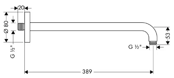 Кронштейн для верхнего душа 389, настенный, шлиф.черный хром Hansgrohe 27413340