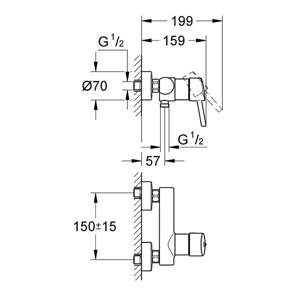 Смеситель для душа, хром Grohe Concetto 32210001