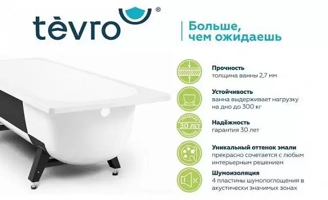 Ванна стальная 2,7 мм TEVRO 160*70*40 (белый лотос) б/р с опорной подставкой