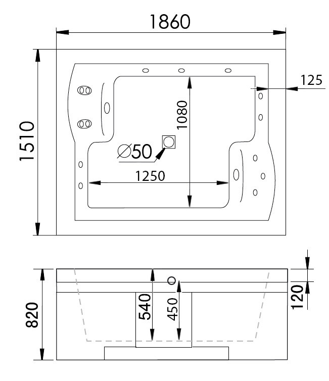 Акриловая ванна Gemy G9052 II B L