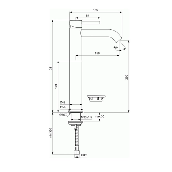 Смеситель для раковины высокий, хром Ideal Standard Ceraline BC269AA