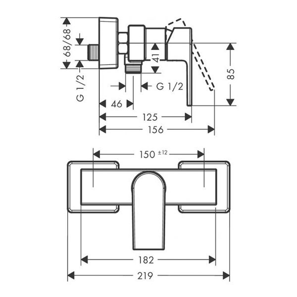 Смеситель для душа, черный Hansgrohe Vernis Shape 71650670