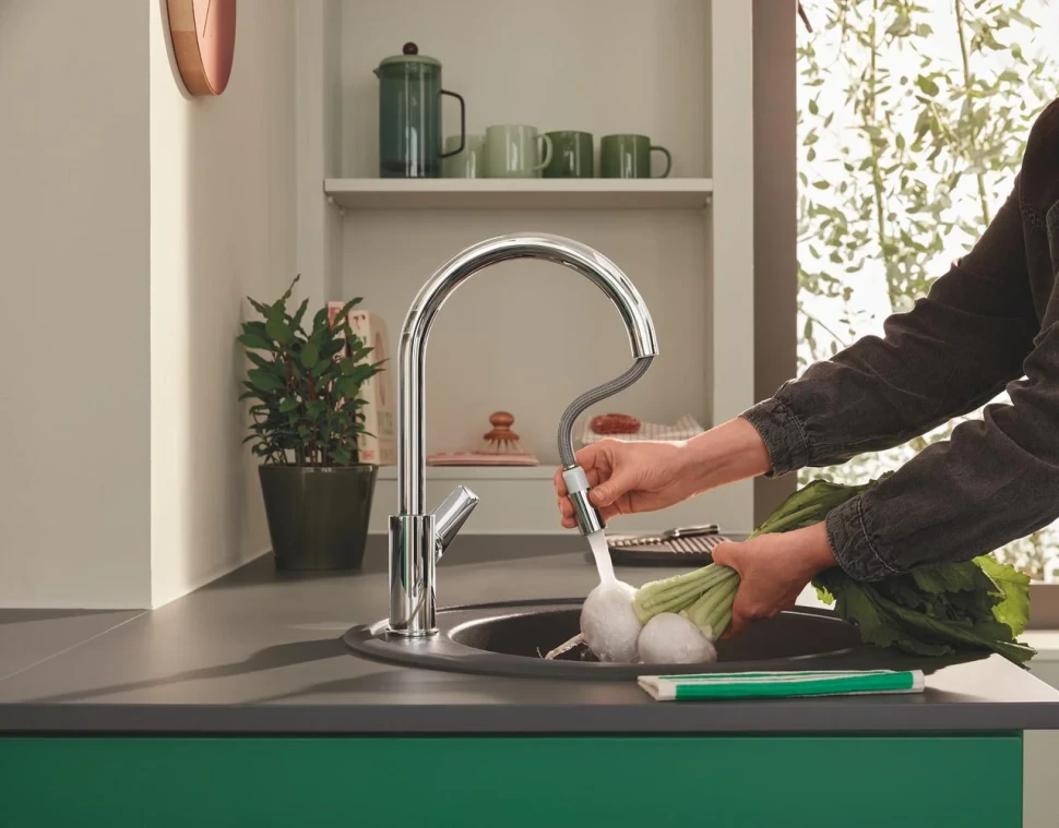 Сместель для мойки GROHE BauEdge однорычажный 1/2″, DN 15, хром (30536000)