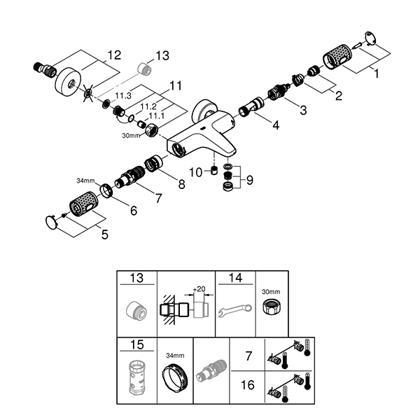 Термостат для ванны, хром Grohe Grohtherm 1000 Performance 34779000