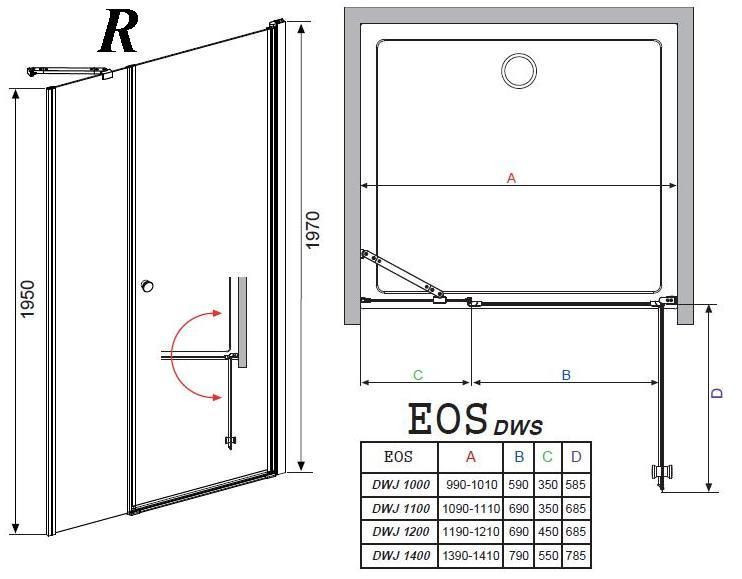 Душевая дверь 1200х1970, левая, прозрачное стекло, хром Radaway Eos DWS 37992-01-01NL