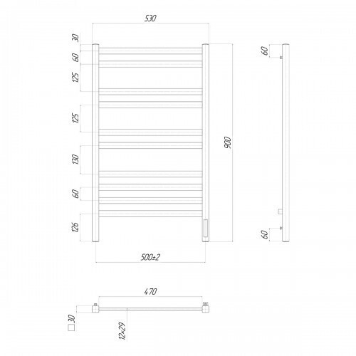LM49910Z Полотенцесушитель электрический Lemark Melange П10 500x900, диммер справа, хром