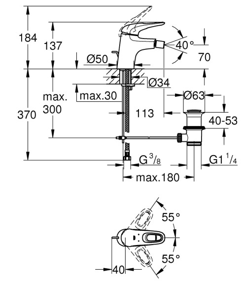Смеситель для биде стандартный Grohe eurostyle new 33565003