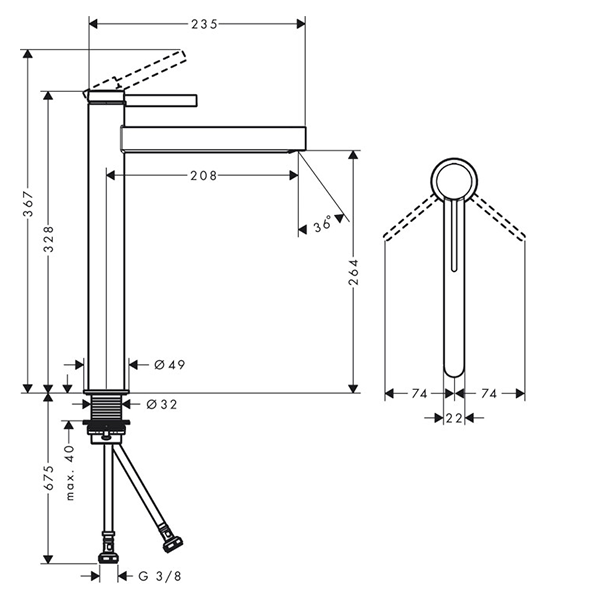 Смеситель для раковины с донным клапаном, хром Hansgrohe Finoris 76070000