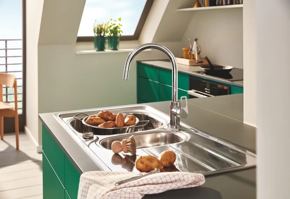 Сместель для мойки GROHE BauLoop однорычажный 1/2″, DN 15, хром (30543000)