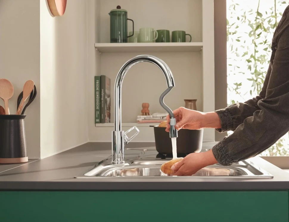 Сместель для мойки GROHE BauLoop однорычажный 1/2″, DN 15, хром (30543000)