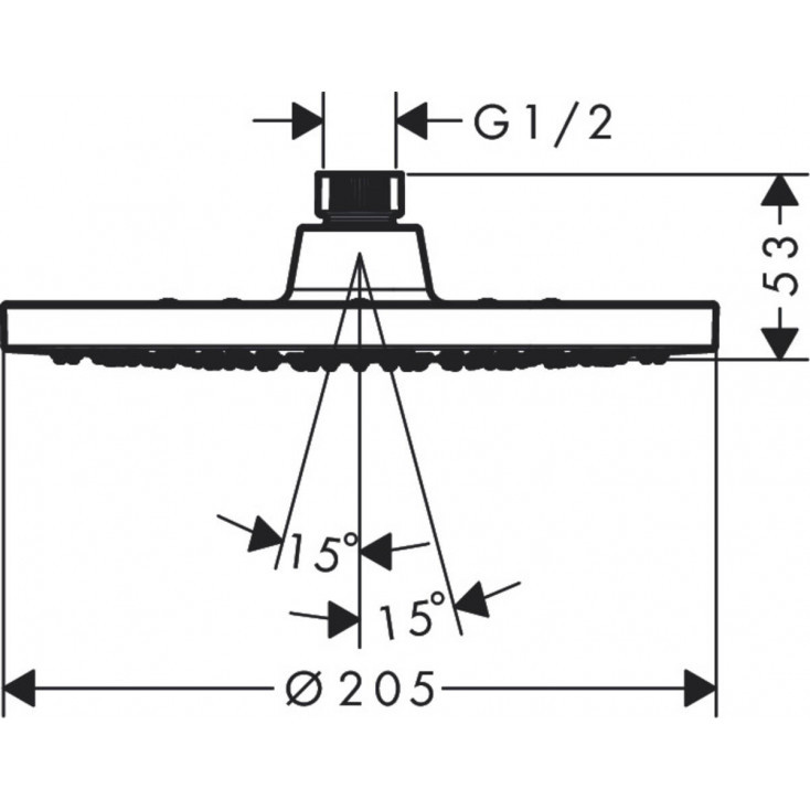 Верхний душ 200, круглый, черный Hansgrohe Vernis Blend 26271670