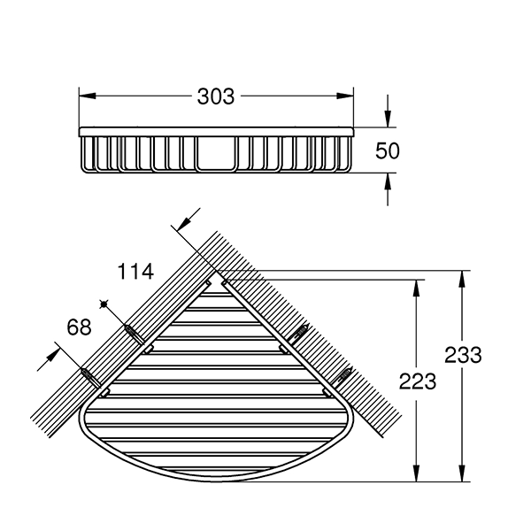 Полочка-решетка 300, угловая, большая, хром Grohe BauCosmopolitan 40663001
