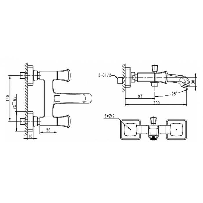 F678112C-01 BRAVAT WHIRLPOOL Cмеситель для ванны/душ (без аксессуаров)