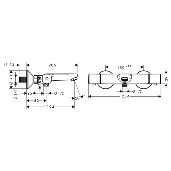 Термостат для ванны, хром Hansgrohe Ecostat Universal 13123000