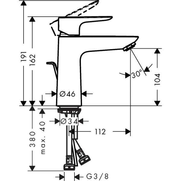 Смеситель для раковины с донным клапаном, черный Hansgrohe Tallis New E 71710670