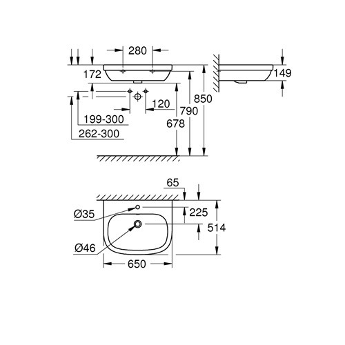 Раковина 65 Подвесная Grohe Euro Ceramic 39323000